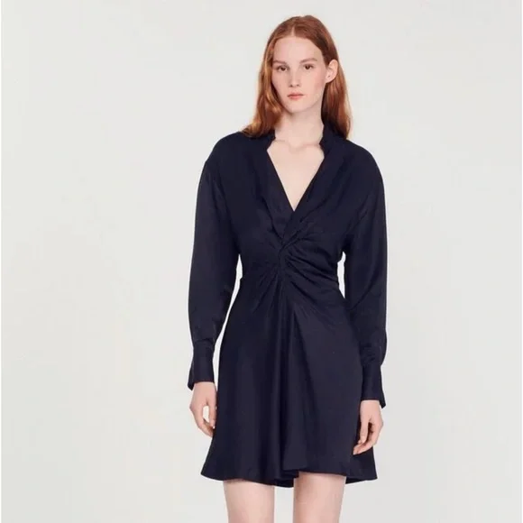 squareneck midi dress in linen Saulay Square Neck Linen Midi Dress - / Vibrant Red- Size3XS main image 1